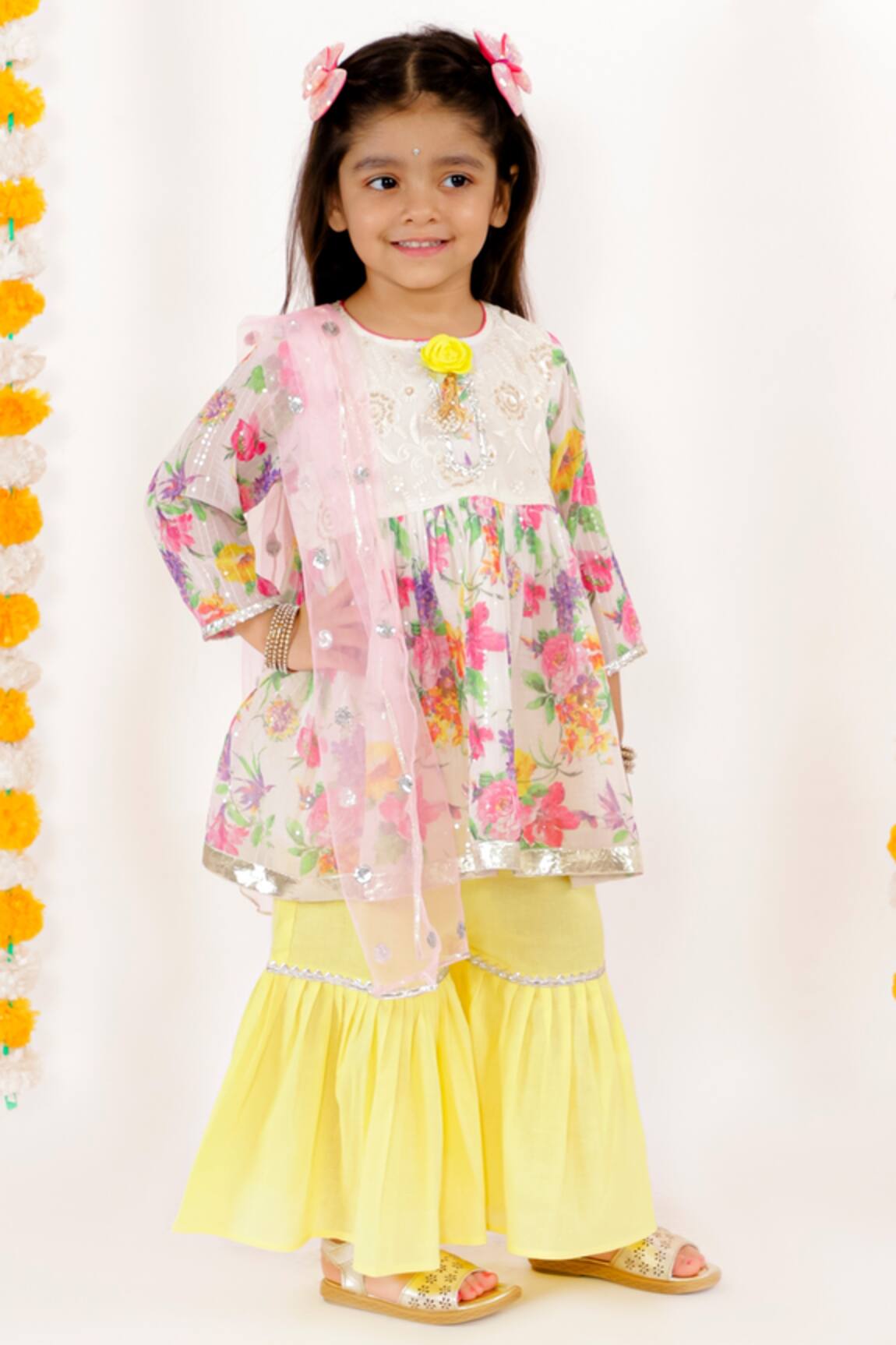 Little Bansi Floral Print Kurta Set