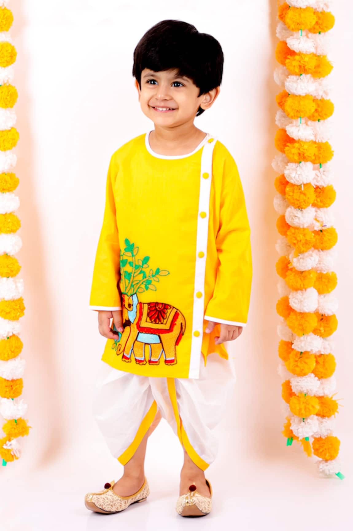 Little Bansi Embroidered Kurta  & Dhoti Pant Set 