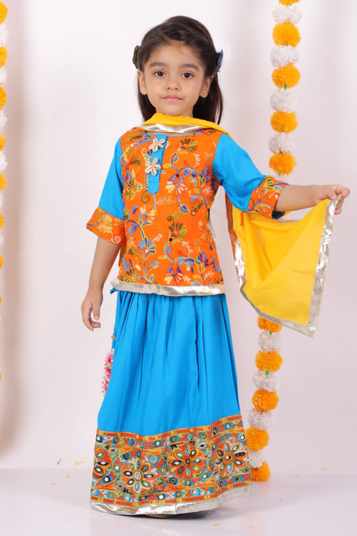 Little Bansi Embroidered Kurta Lehenga Set 