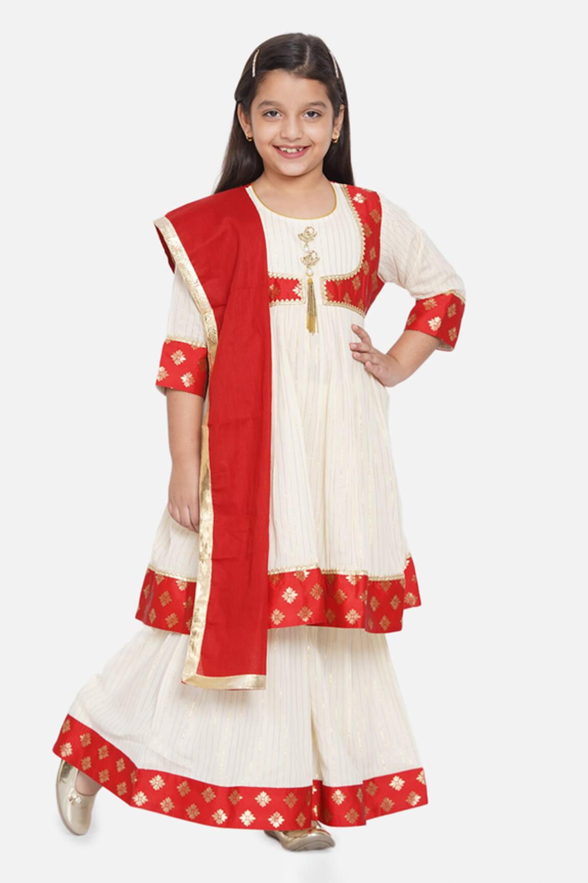 Little Bansi Striped Anarkali Sharara Set 