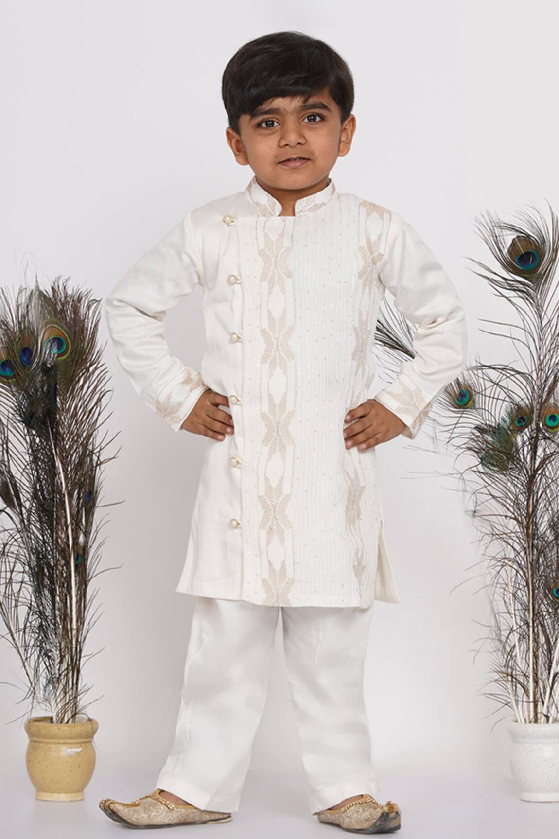 Little Bansi Silk Sherwani & Pant Set 