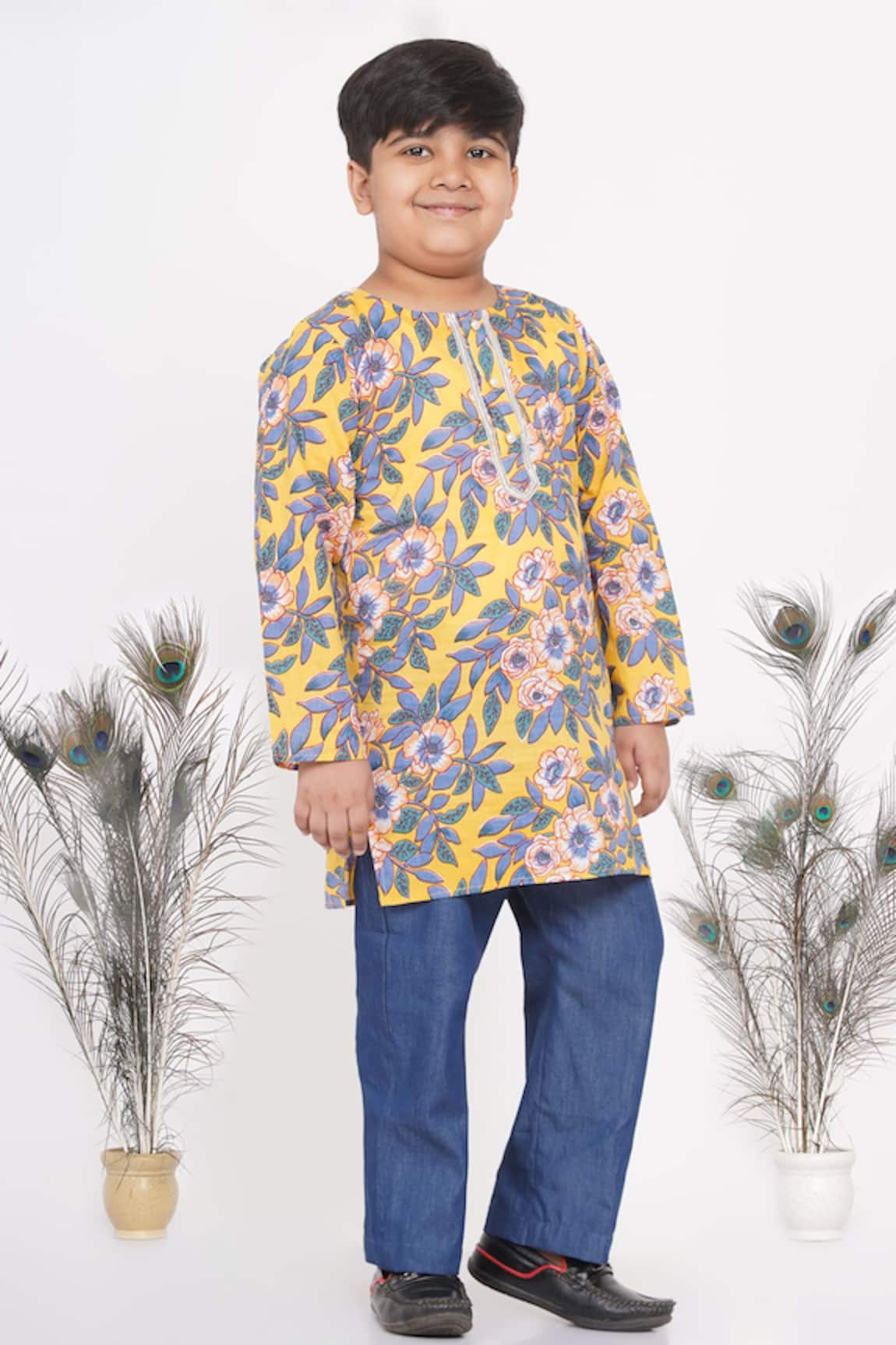 Little Bansi Floral Print Kurta & Pant Set