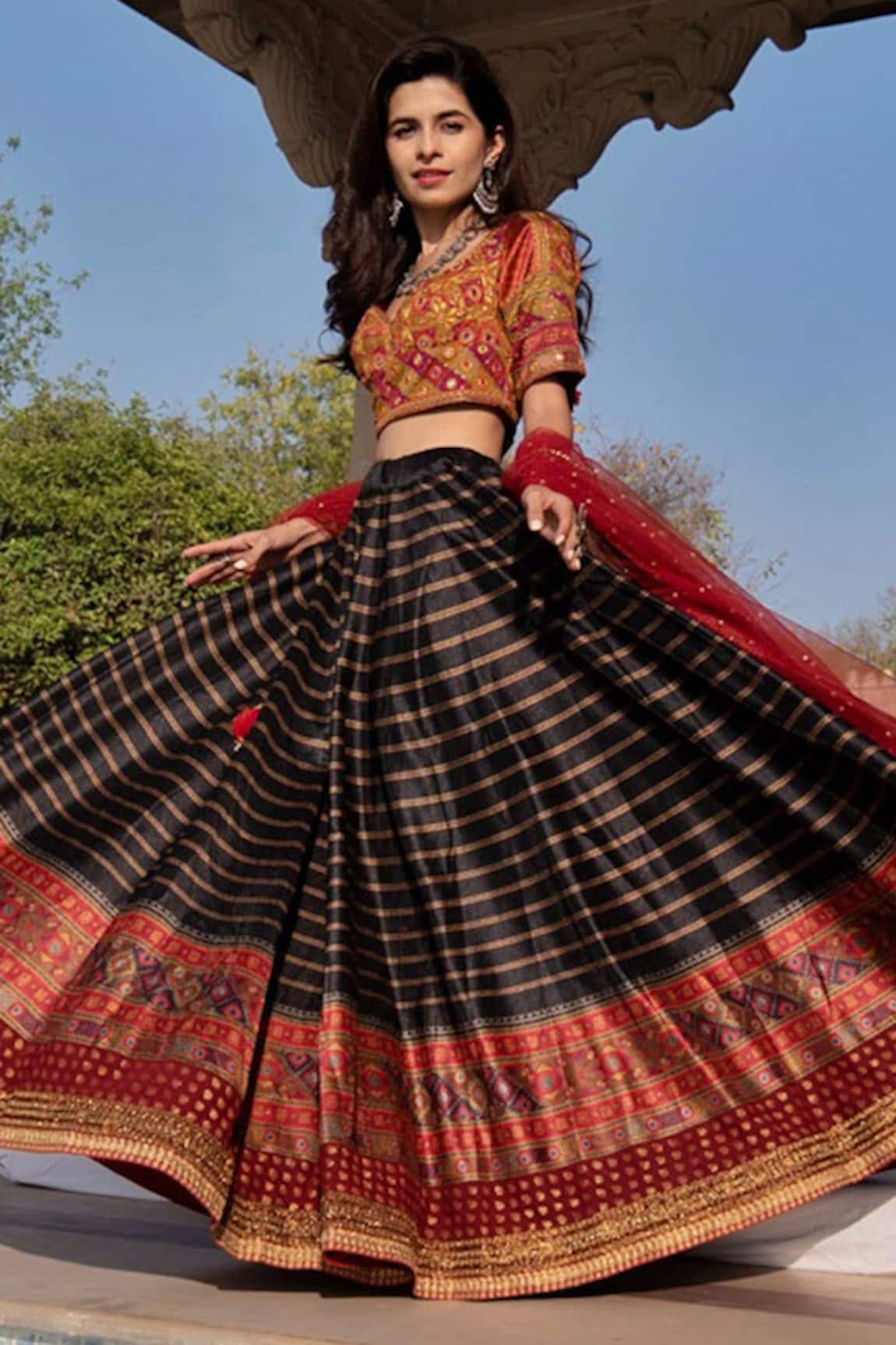 RI.Ritu Kumar Striped Lehenga Set 