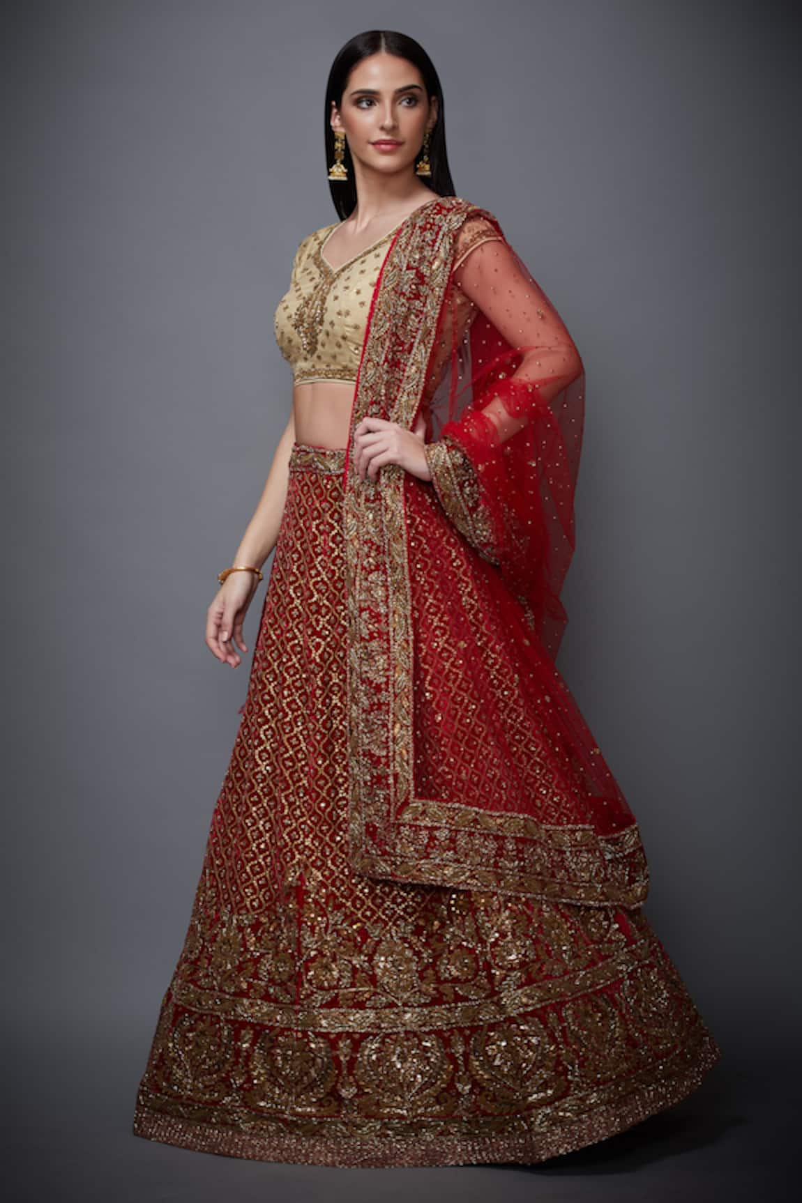 RI.Ritu Kumar Sequin embroidered Bridal Lehenga Set