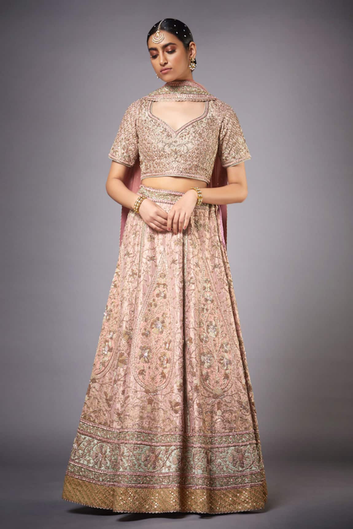 RI.Ritu Kumar Silk Embroidered Bridal Lehenga Set 