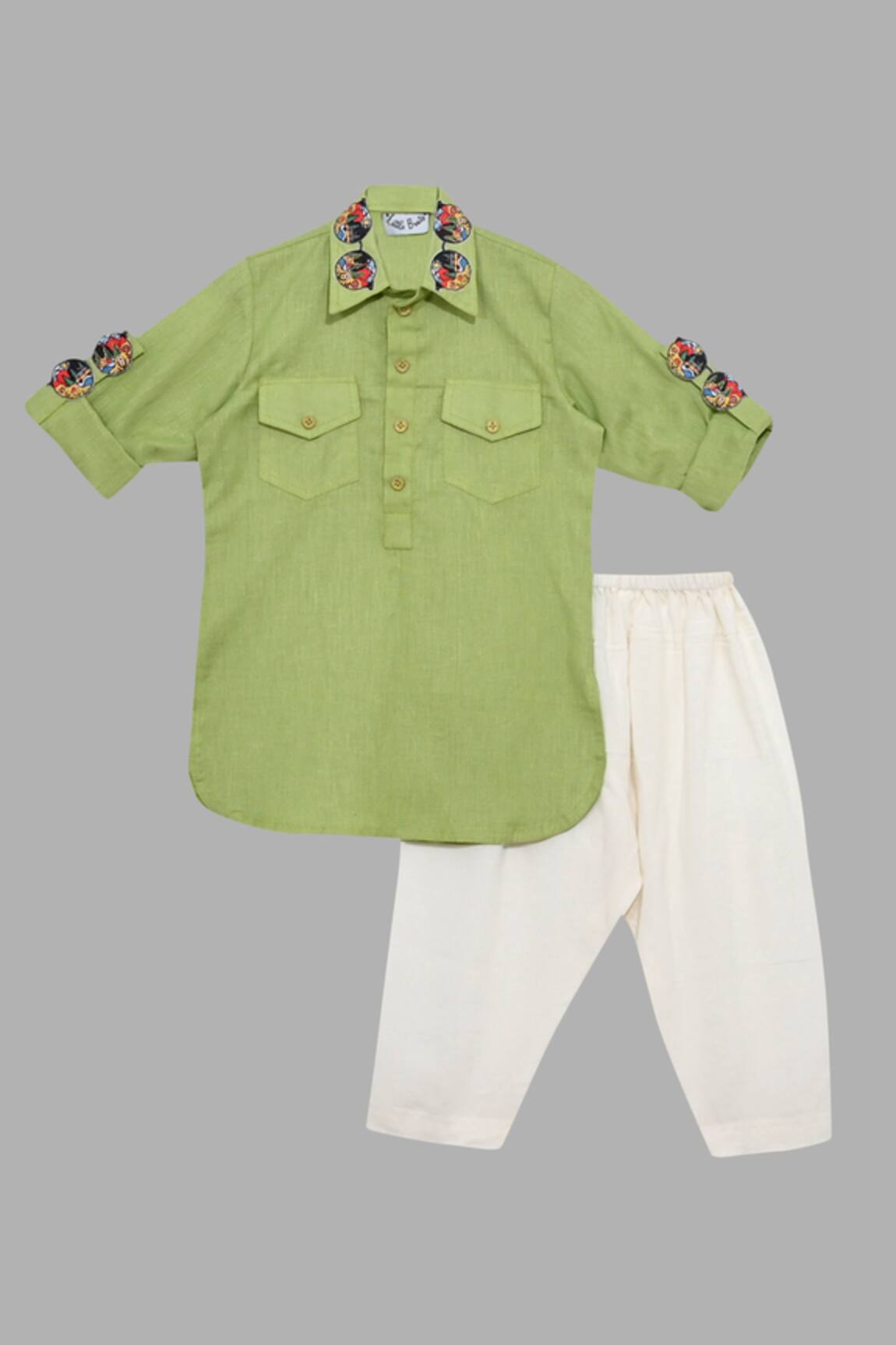 Little Brats Handloom Cotton Pathani Set