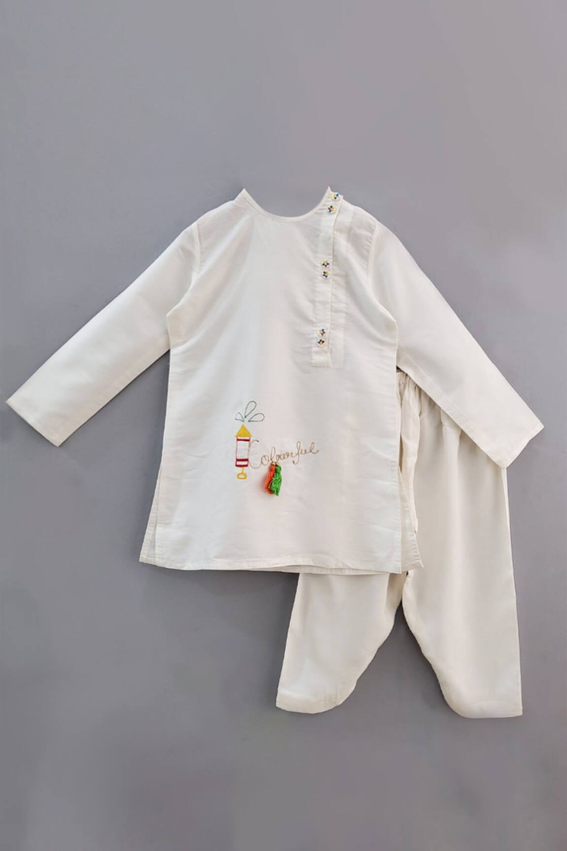 Little Brats Cotton Katan Silk Kurta Set 