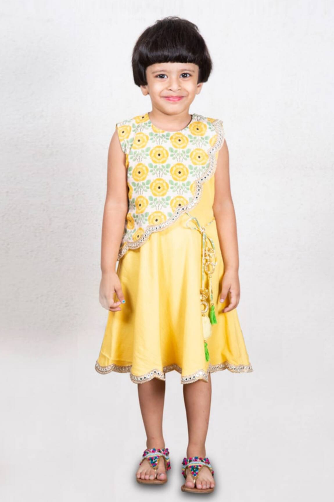 Little Brats Printed Overlay Cape & Dress Set 