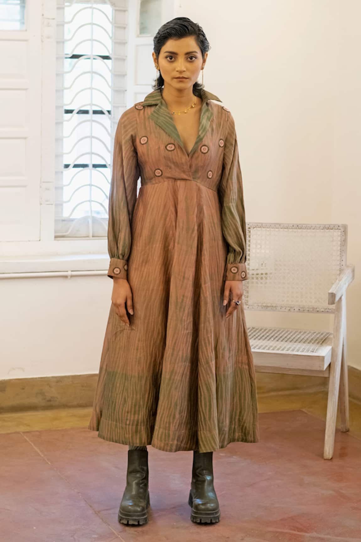 The Loom Art Shibori Embroidered Dress 