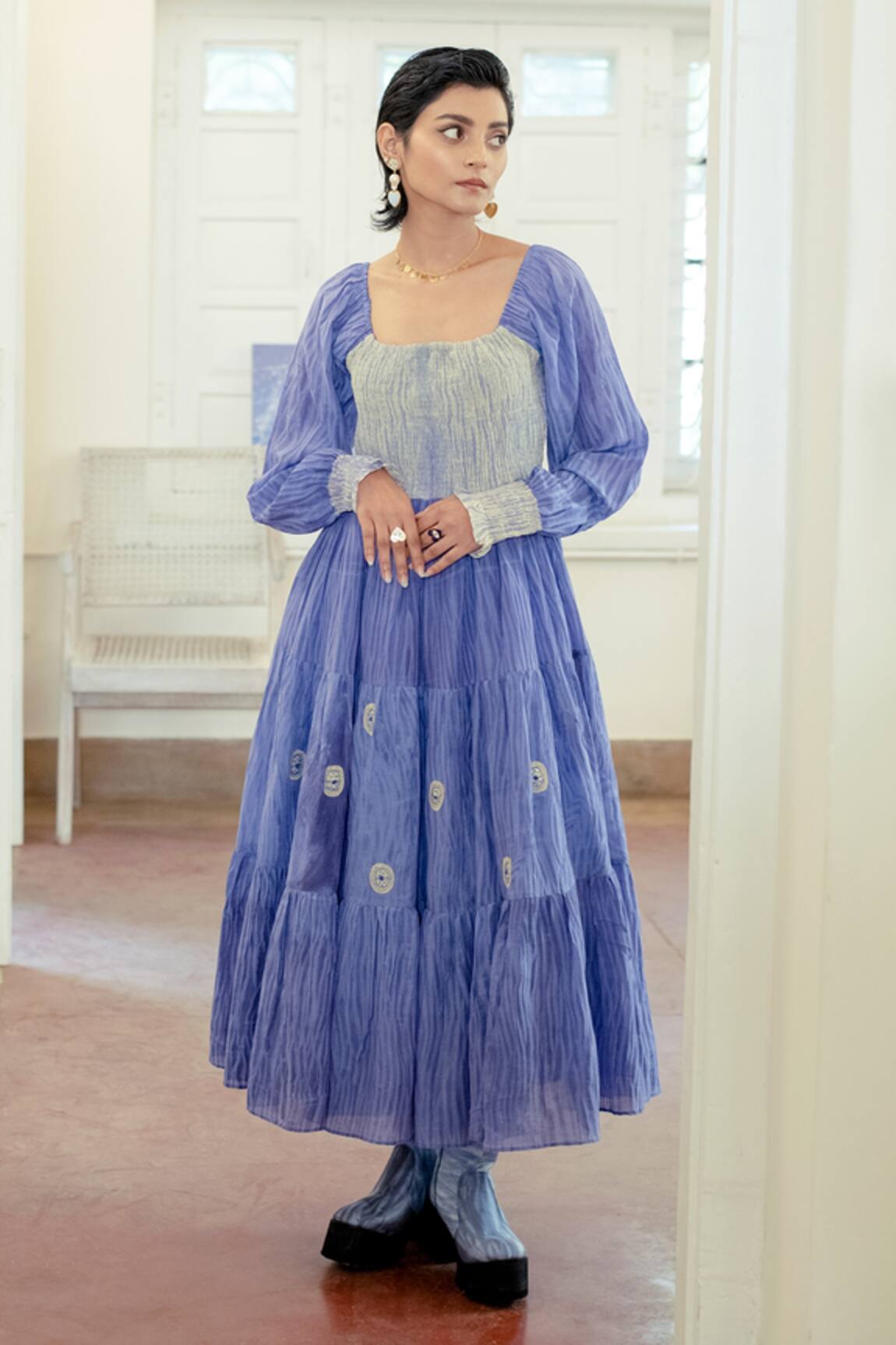 The Loom Art Tiered Shibori Dress 