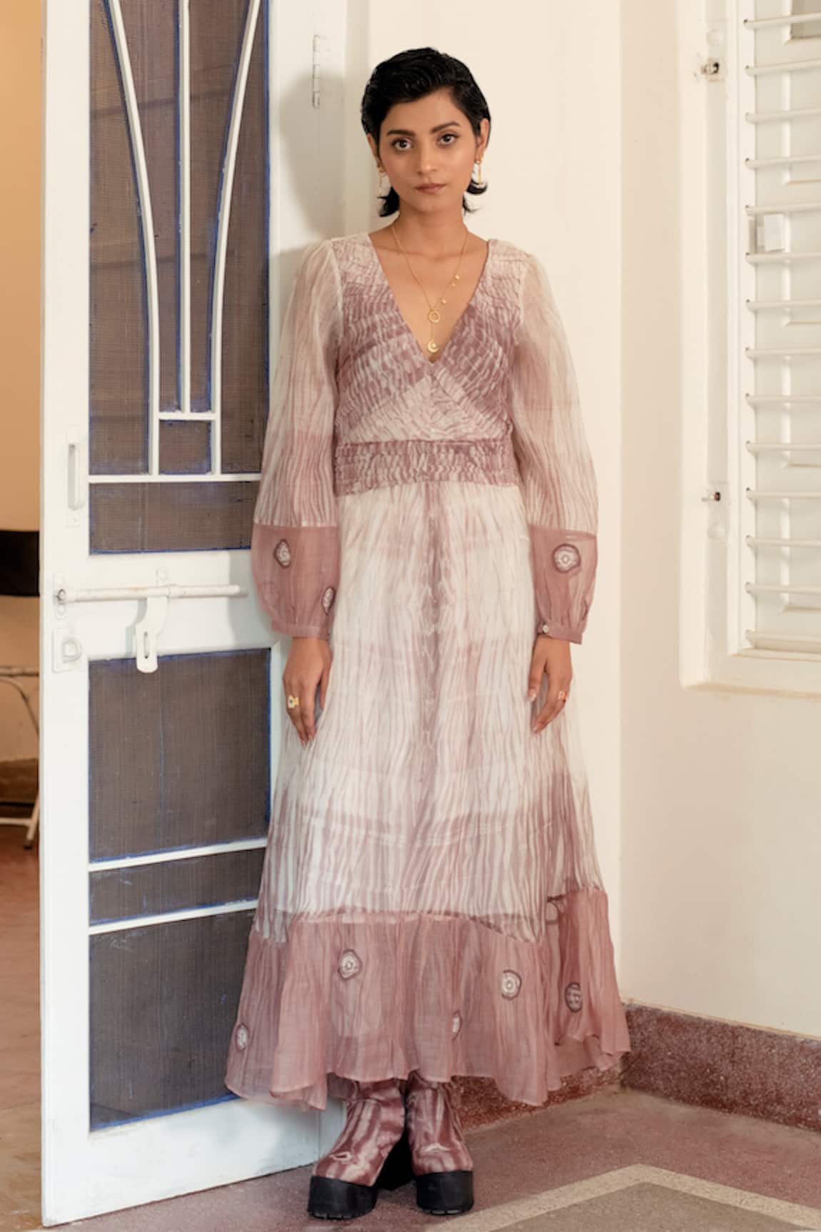 The Loom Art Pleated Shibori Dress 