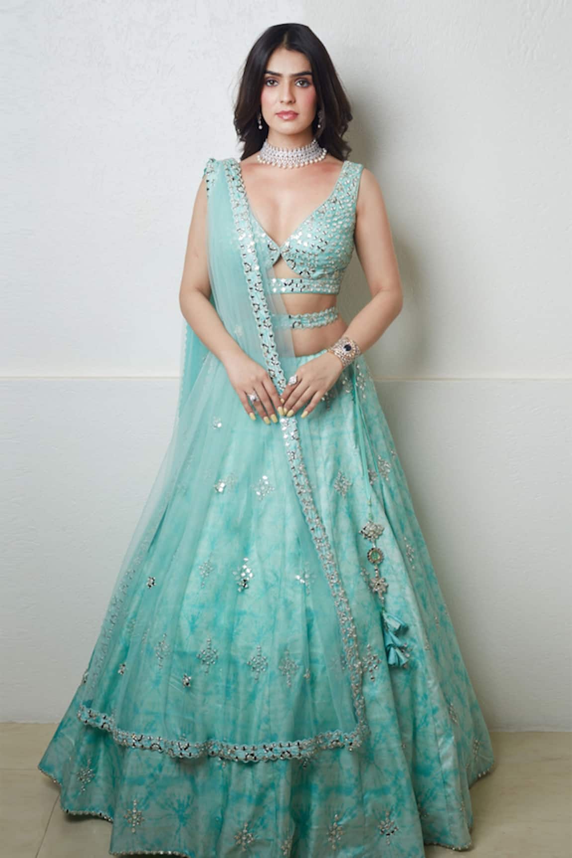 Archana Kochhar Mirror Embroidered Lehenga Set 