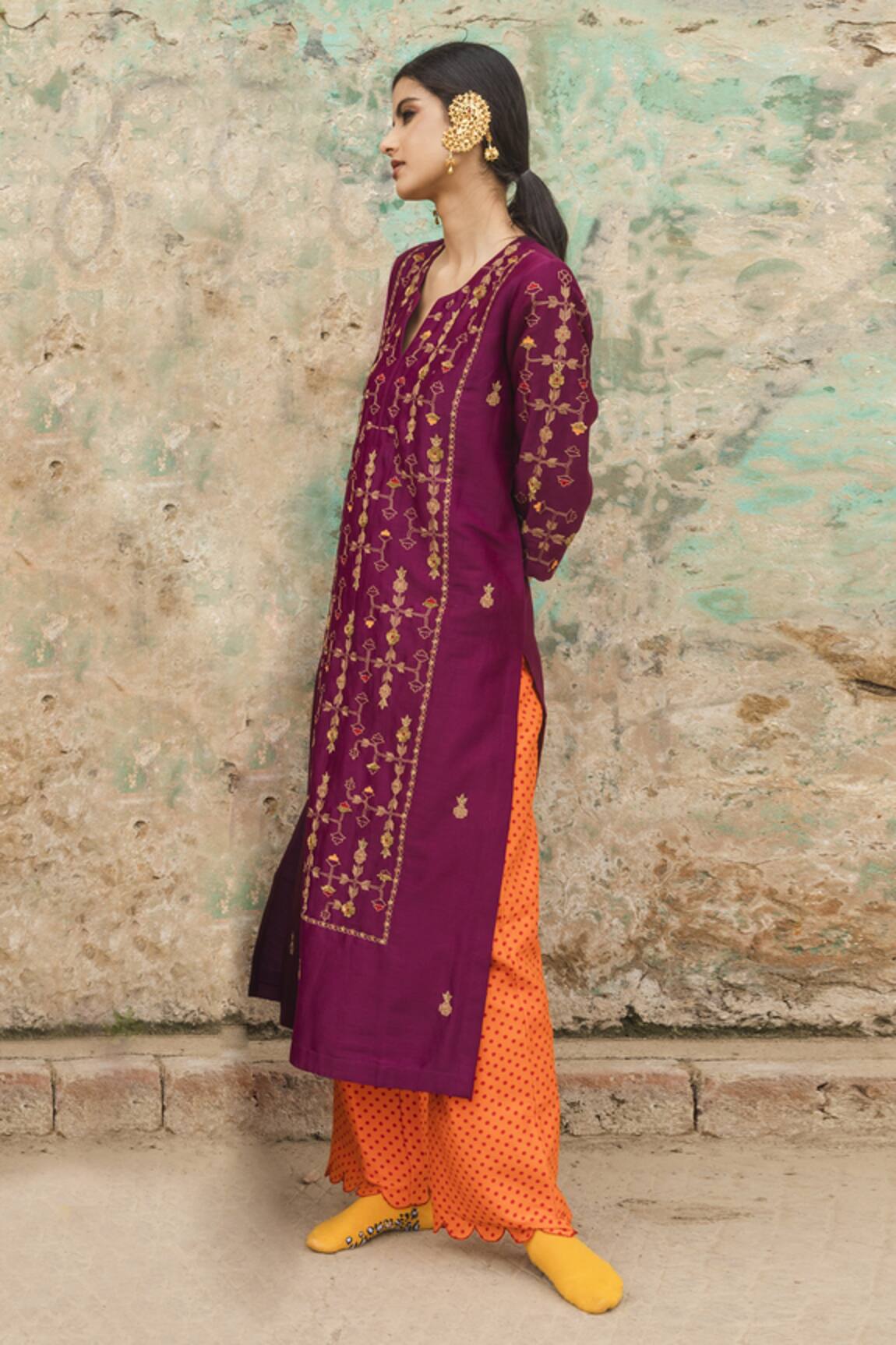 Label Earthen Chanderi Silk Kurta Set