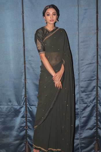Label Earthen Embroidered Saree with Blouse 