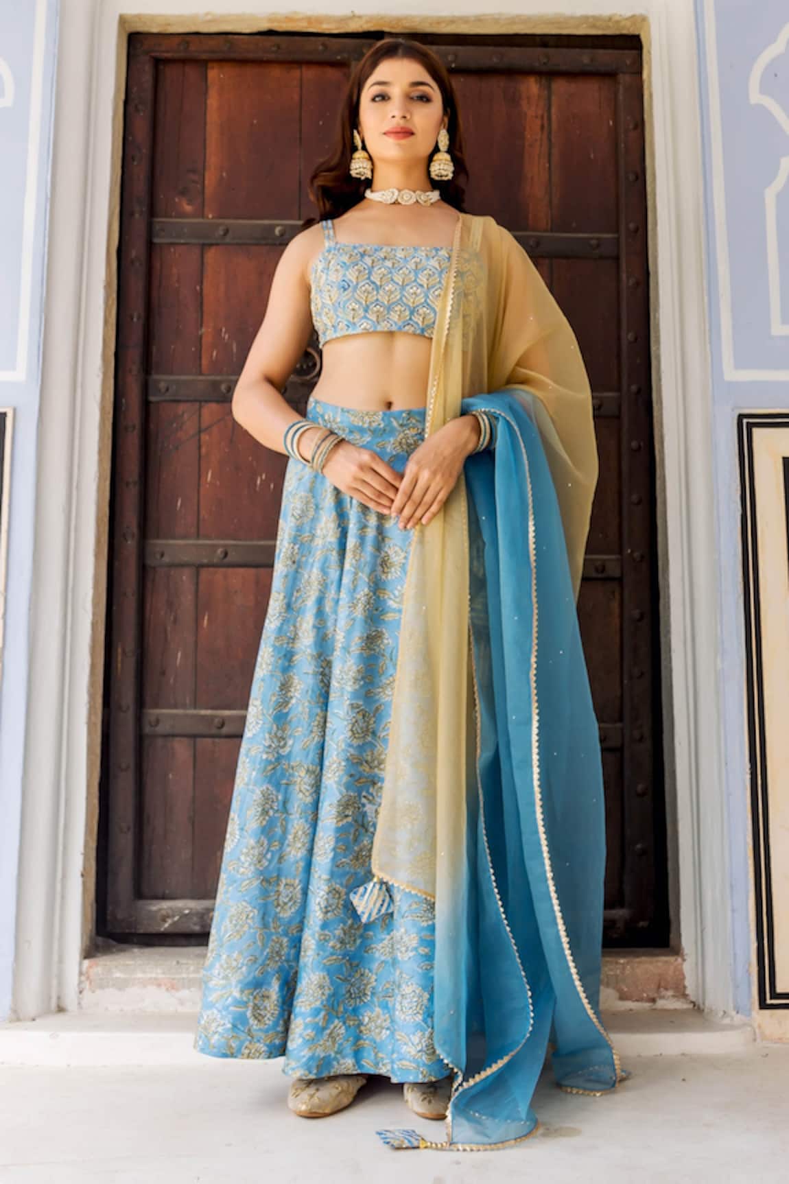 Missprint Chanderi Floral Print Lehenga Set 