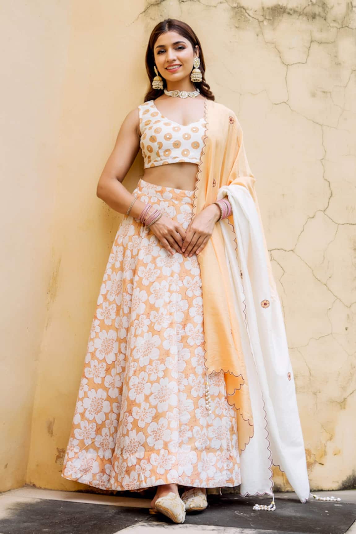 Missprint Chanderi Floral Print Lehenga Set