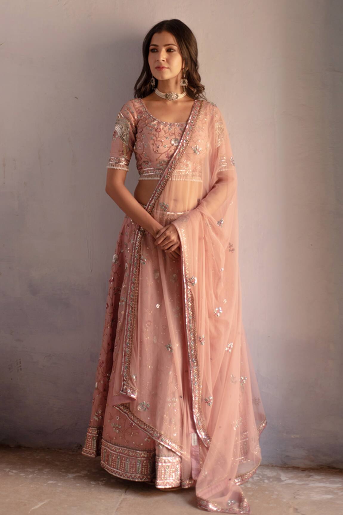 Apeksha Jain Label Floral Jaal Embroidered Bridal Lehenga Set 