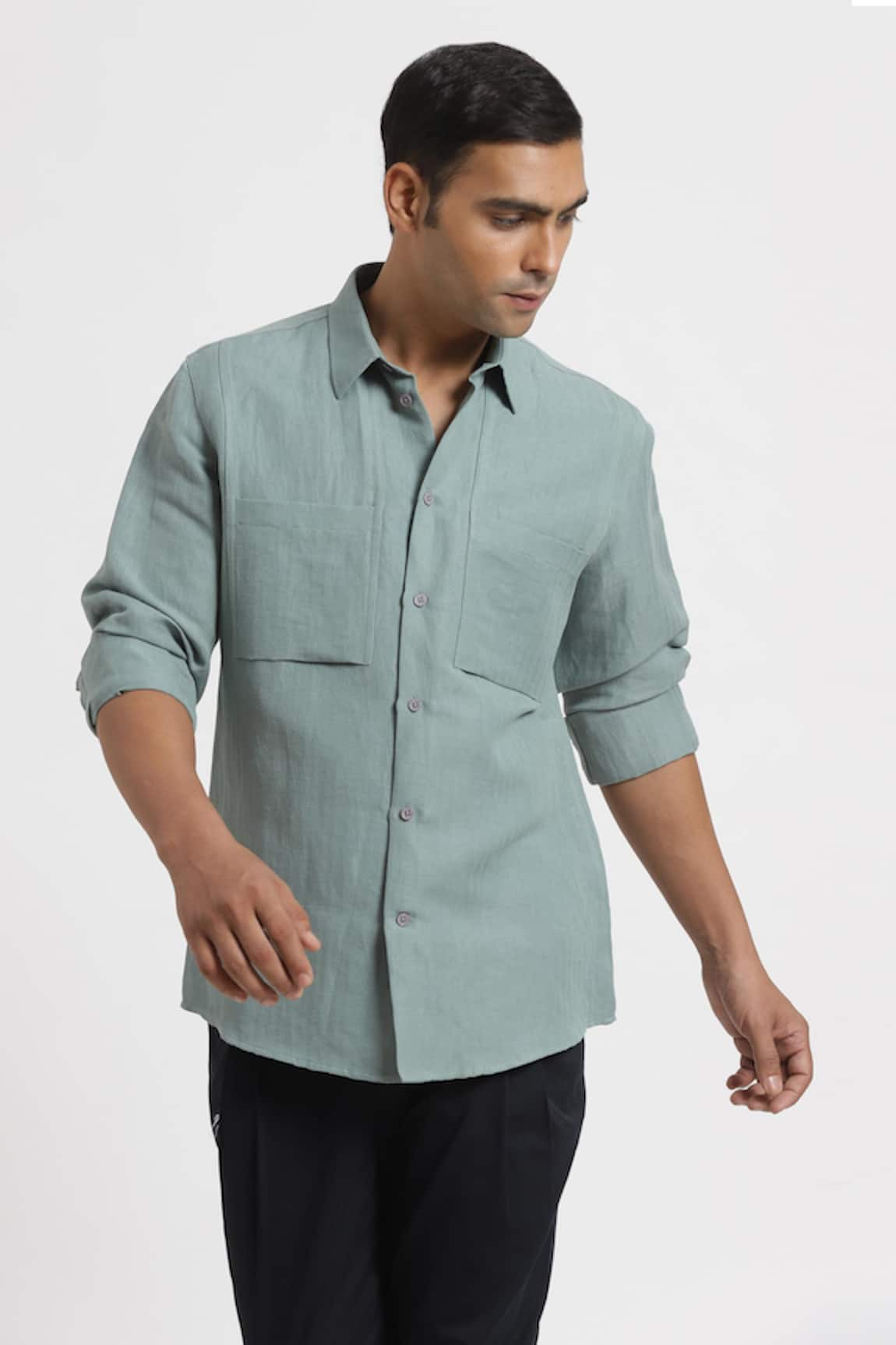 Genes Lecoanet Hemant Linen Herringbone Reed Shirt