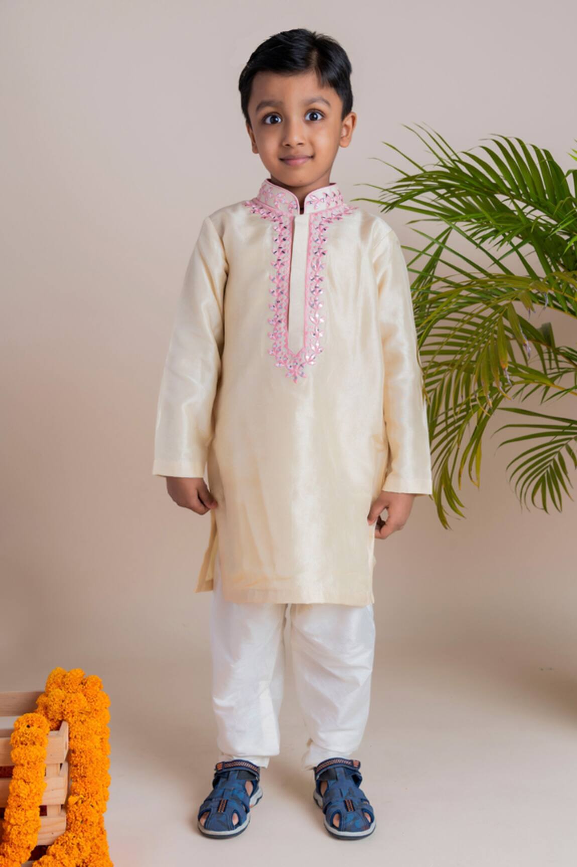 Lil Angels Tussar Silk Kurta Set 