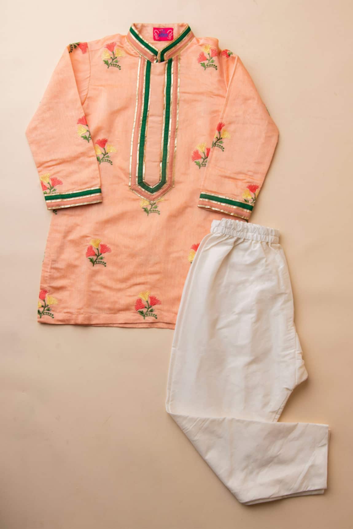 Lil Angels Chanderi Kurti Set 
