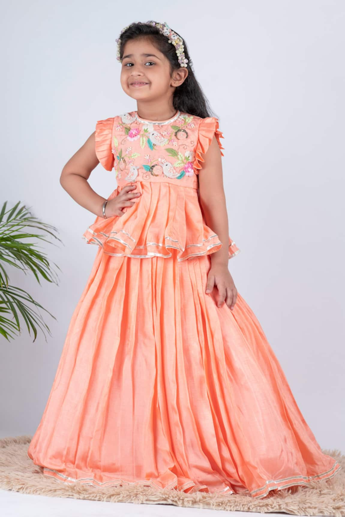 Lil Angels Embellished Blouse & Lehenga Set 