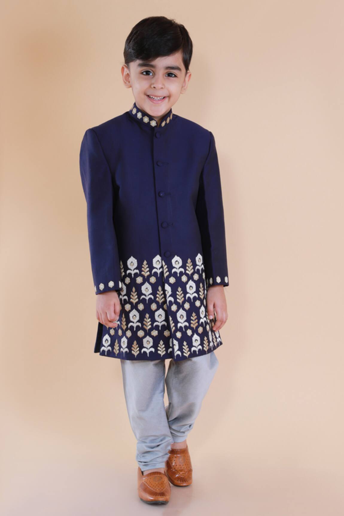 Lil Angels Ikat Embroidered Sherwani Set