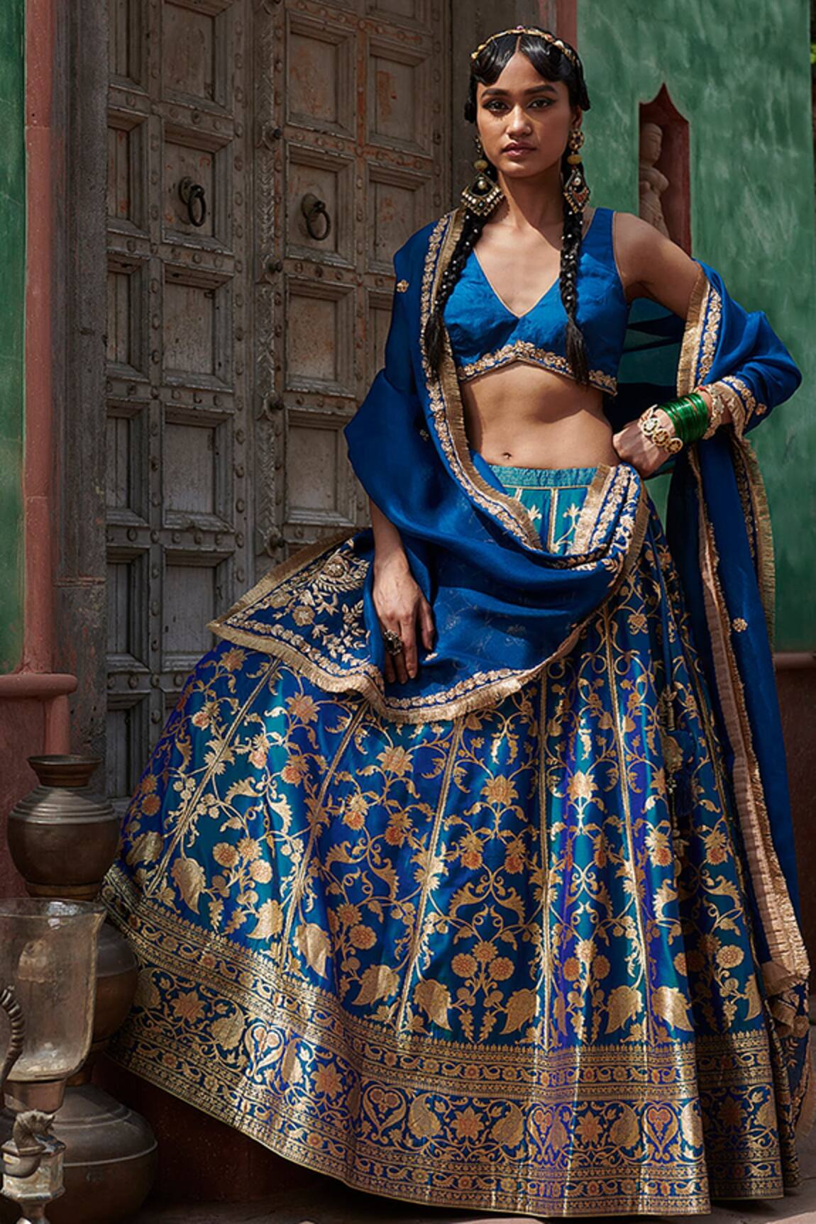 Weaver Story Floral Woven Bridal Lehenga Set 