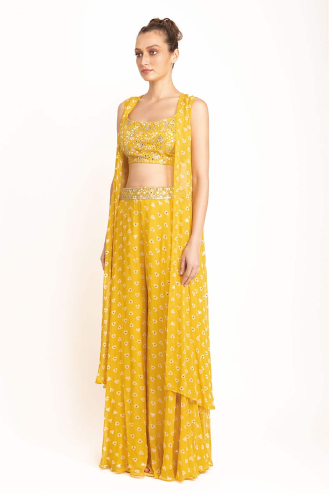 Prevasu Printed Cape Palazzo Set 