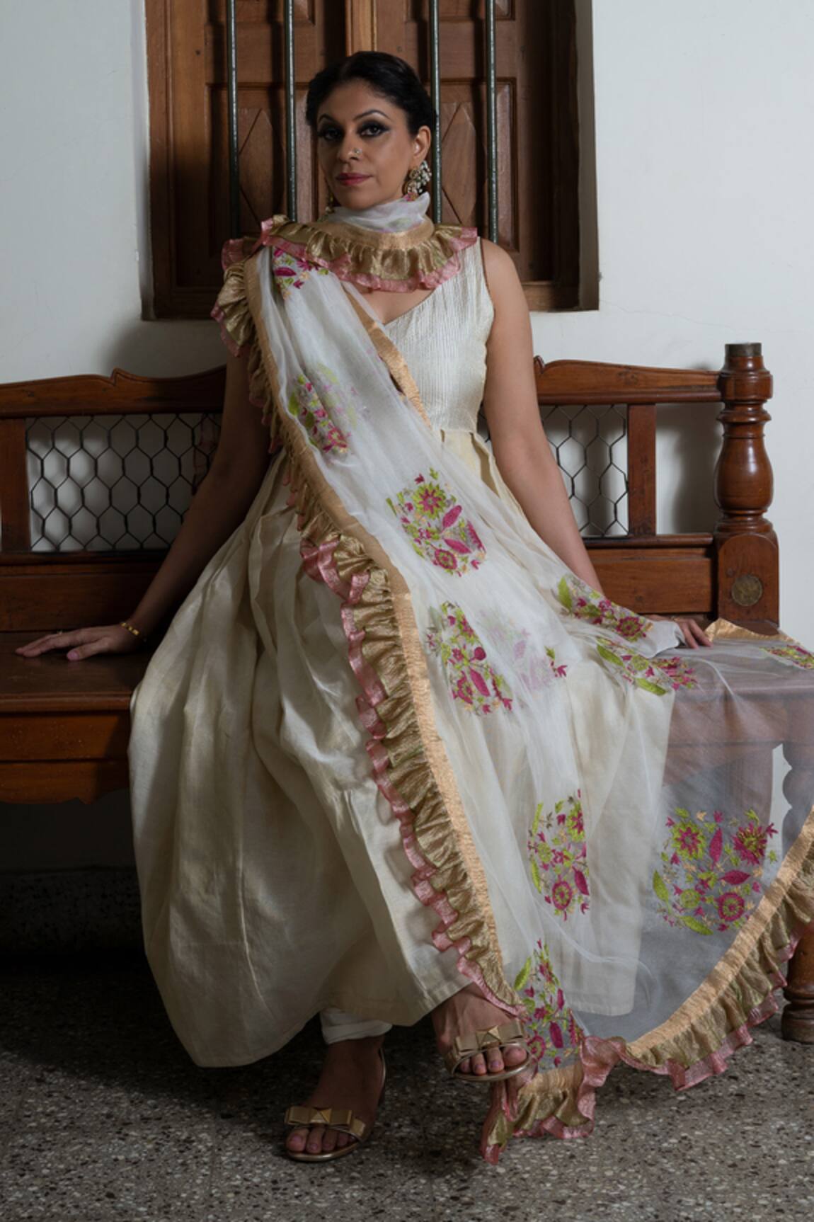 Latha Puttanna Embroidered Silk Dupatta