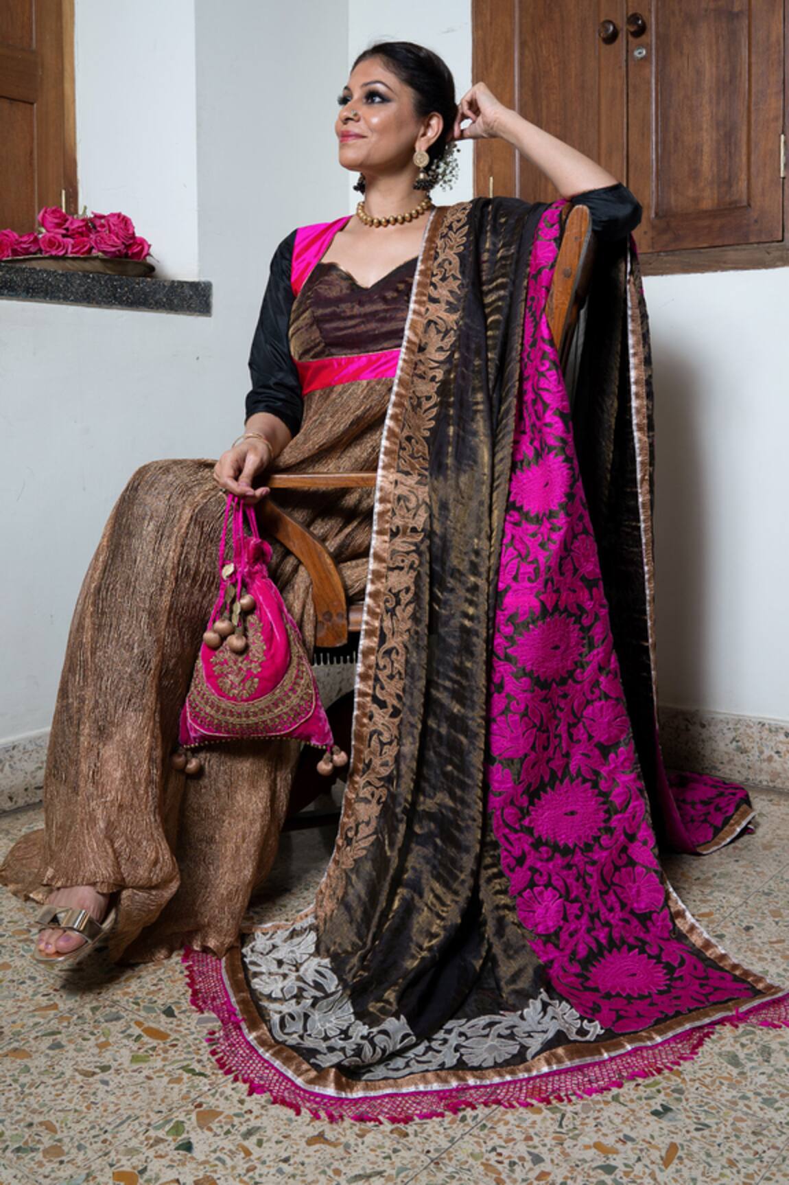 Latha Puttanna Embroidered Silk Dupatta
