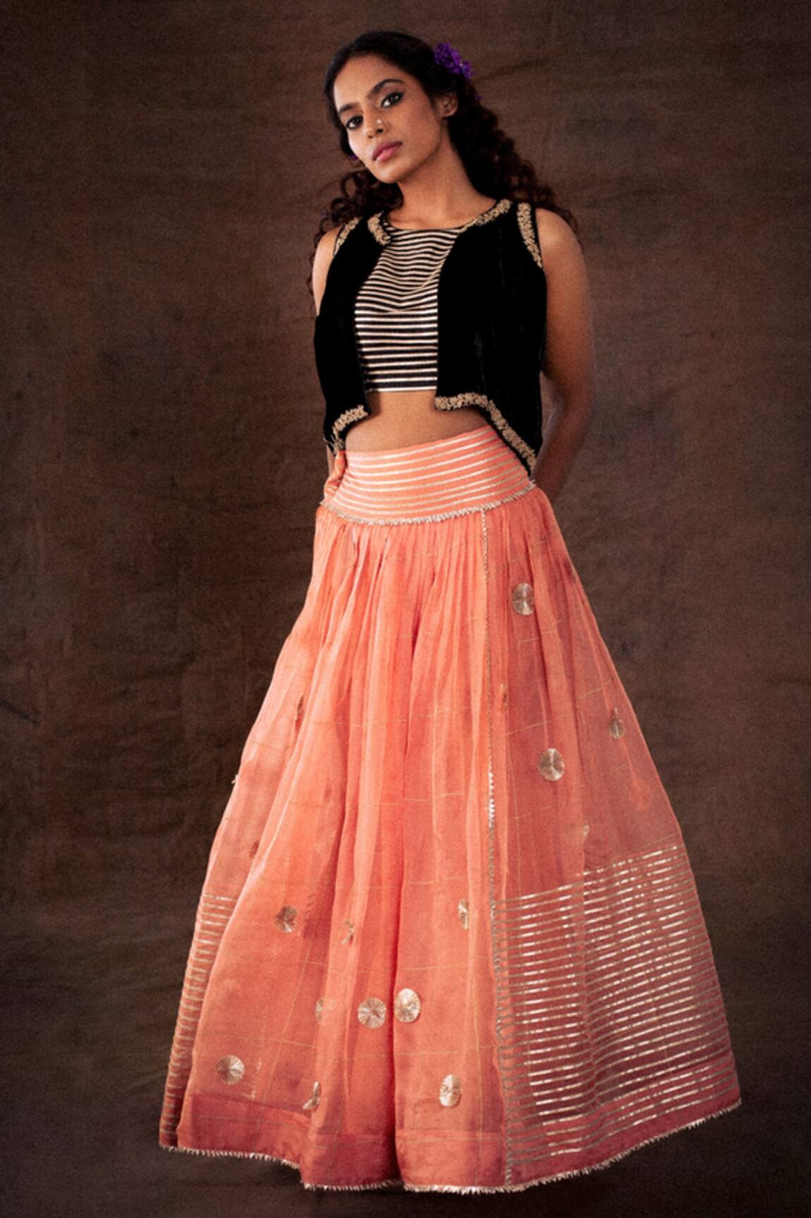 LATHA PUTTANNA Gota Embroidered Lehenga Set With Jacket  