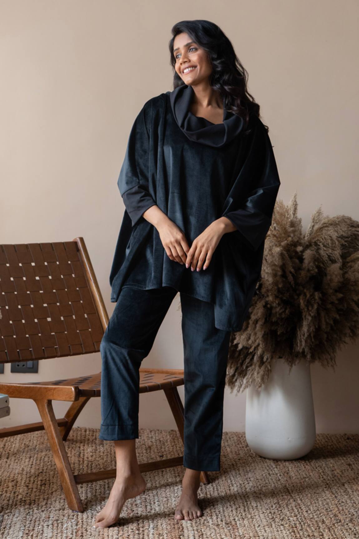 Rhe-Ana Wallis Cowl Neck Top & Joggers Set 