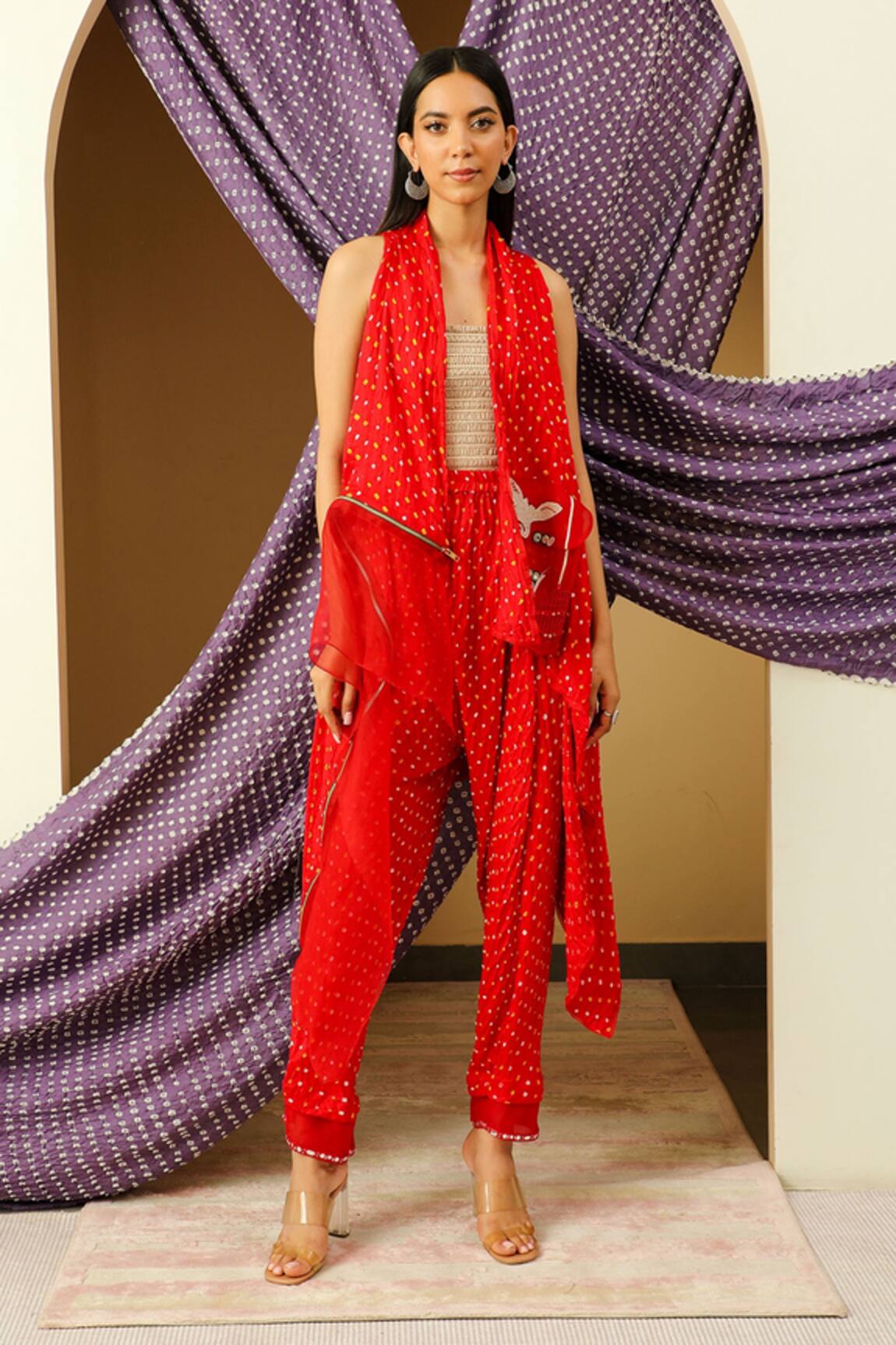 Twenty Nine Bandhani Layered Dhoti Pant 