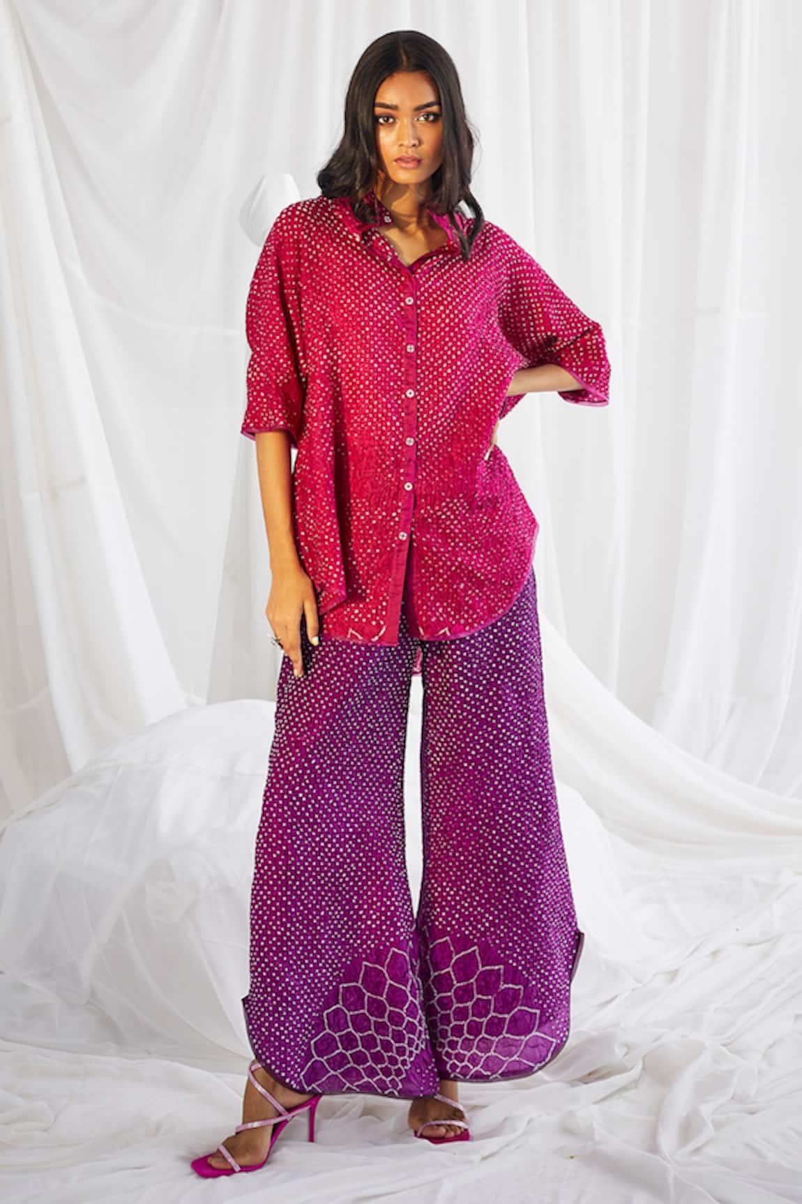 Twenty Nine Crushed Raidaana Silk Flared Pant