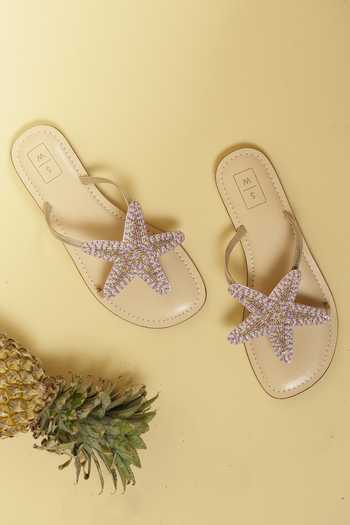 Sandalwali Beaded Starfish Flat Sandals 