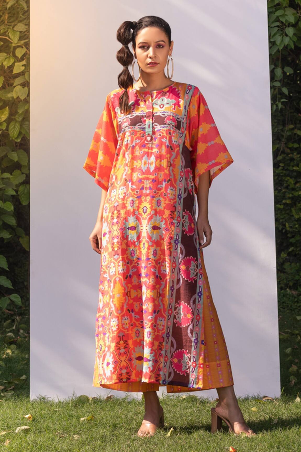 The Boozy Button Printed Kaftan Kurta & Palazzo Set 
