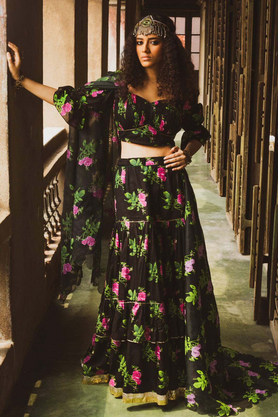 Label Earthen Printed Lehenga Set 
