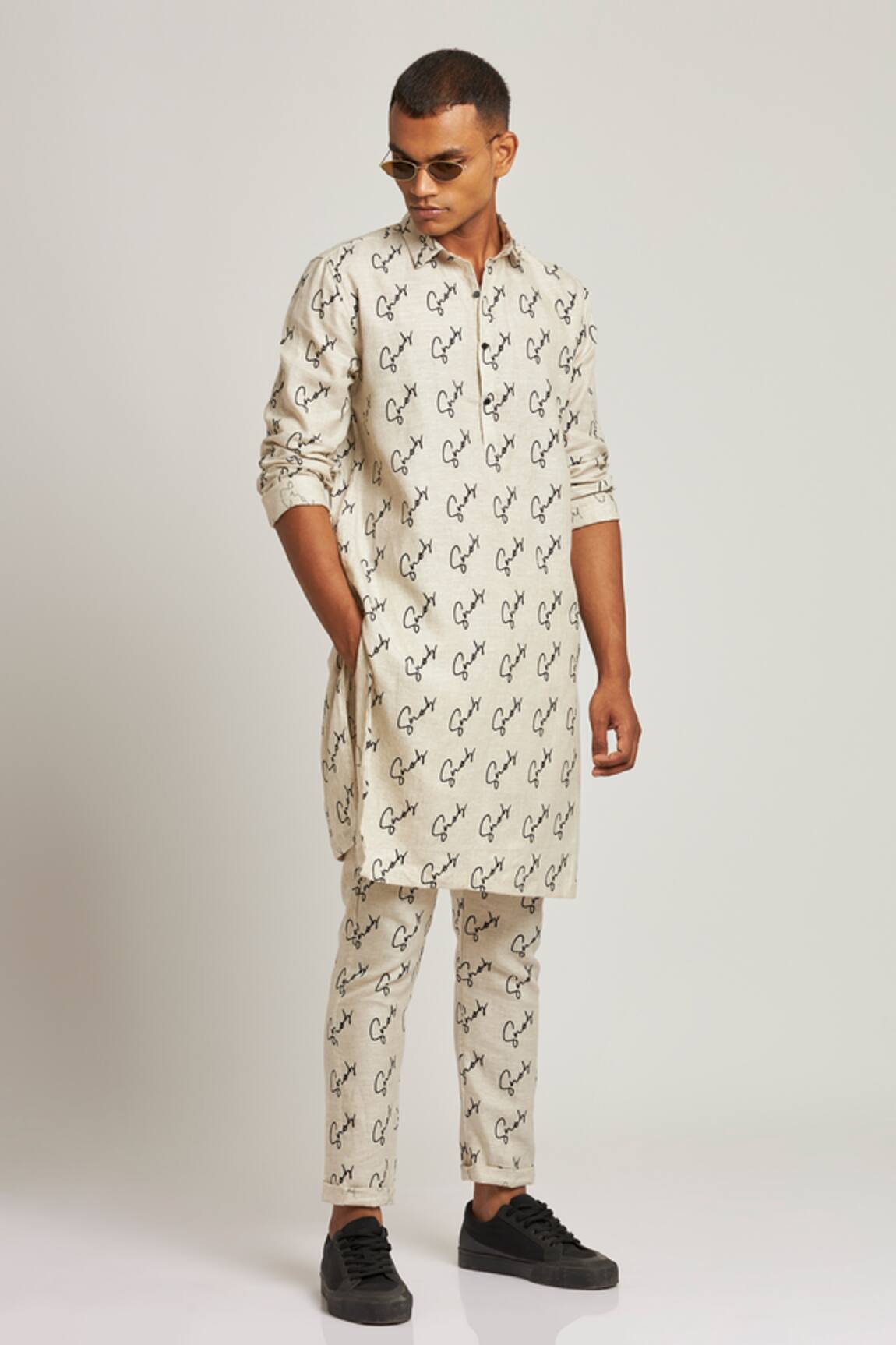 Son of A Noble Snob Oakwood Linen Printed Kurta
