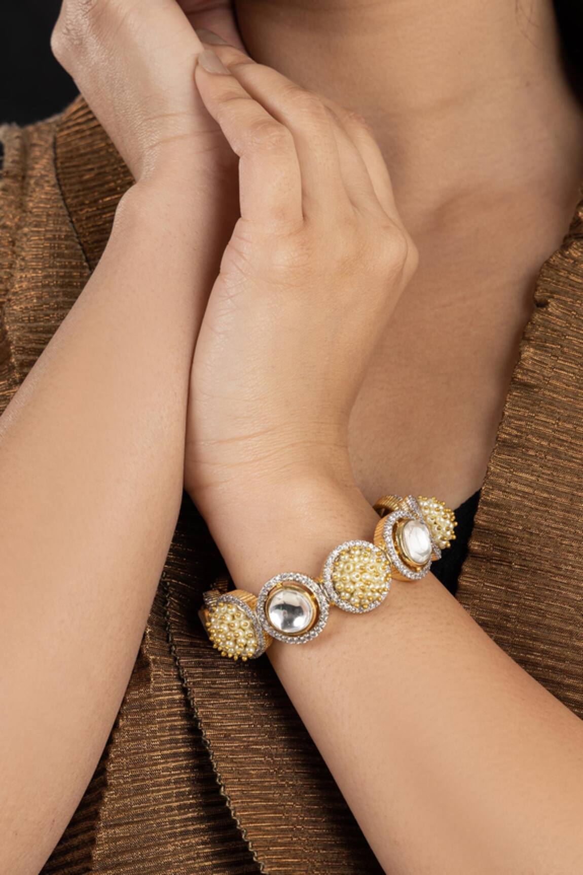 Vasundhara Pearl & Stone Studded Bracelet