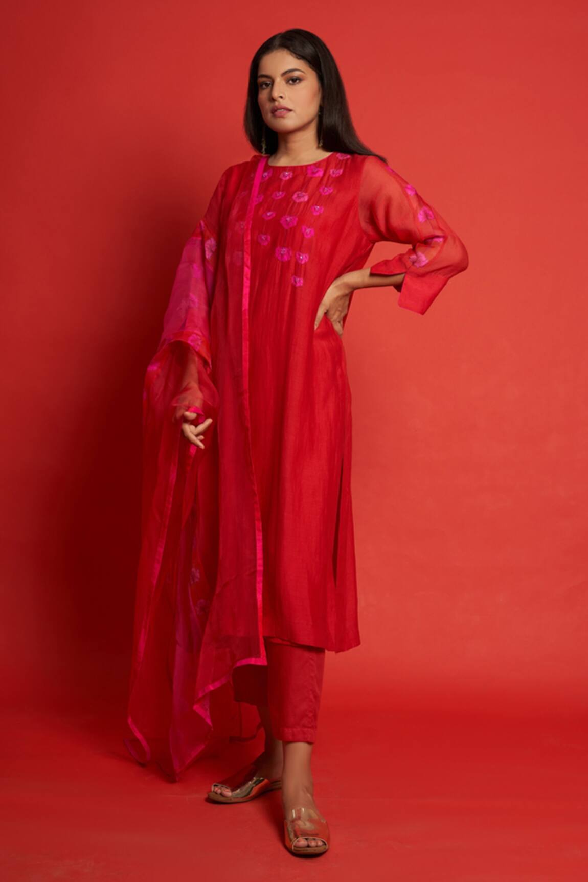 Priti Prashant Marigold Floral Print Kurta Pant Set 