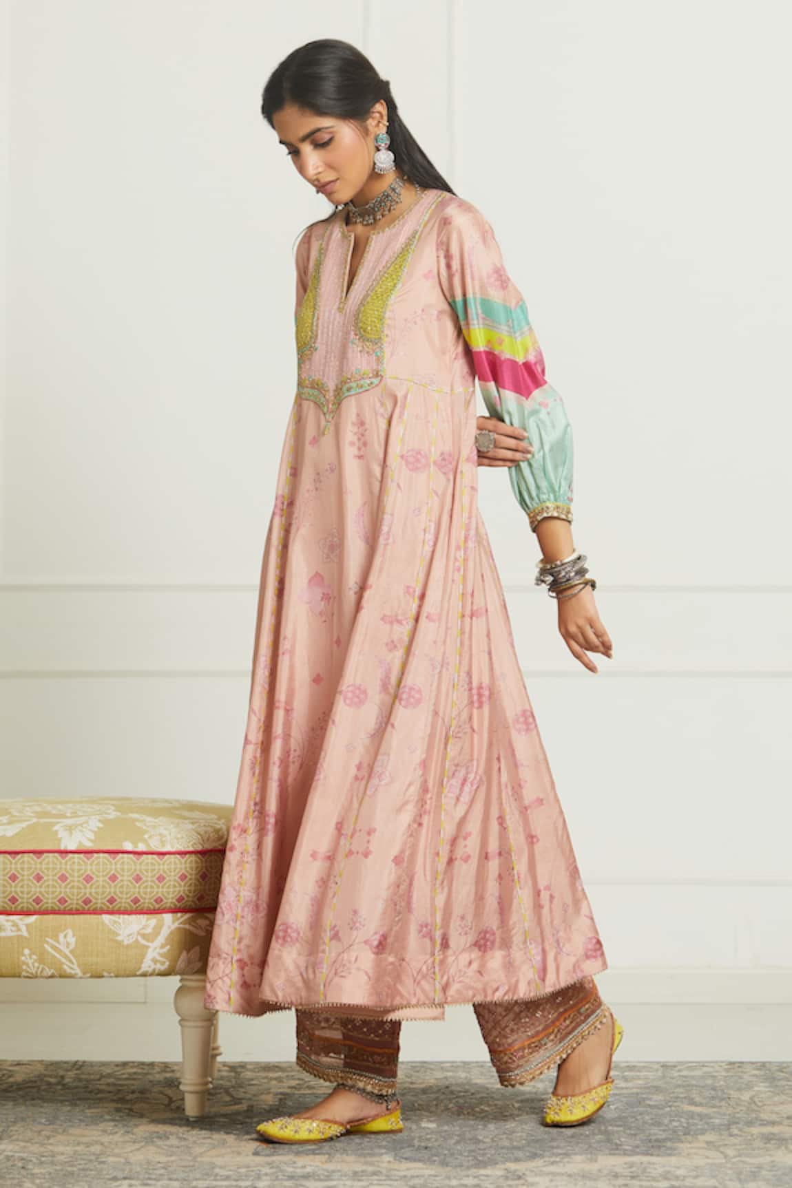Rajiramniq Silk Printed Anarkali Set
