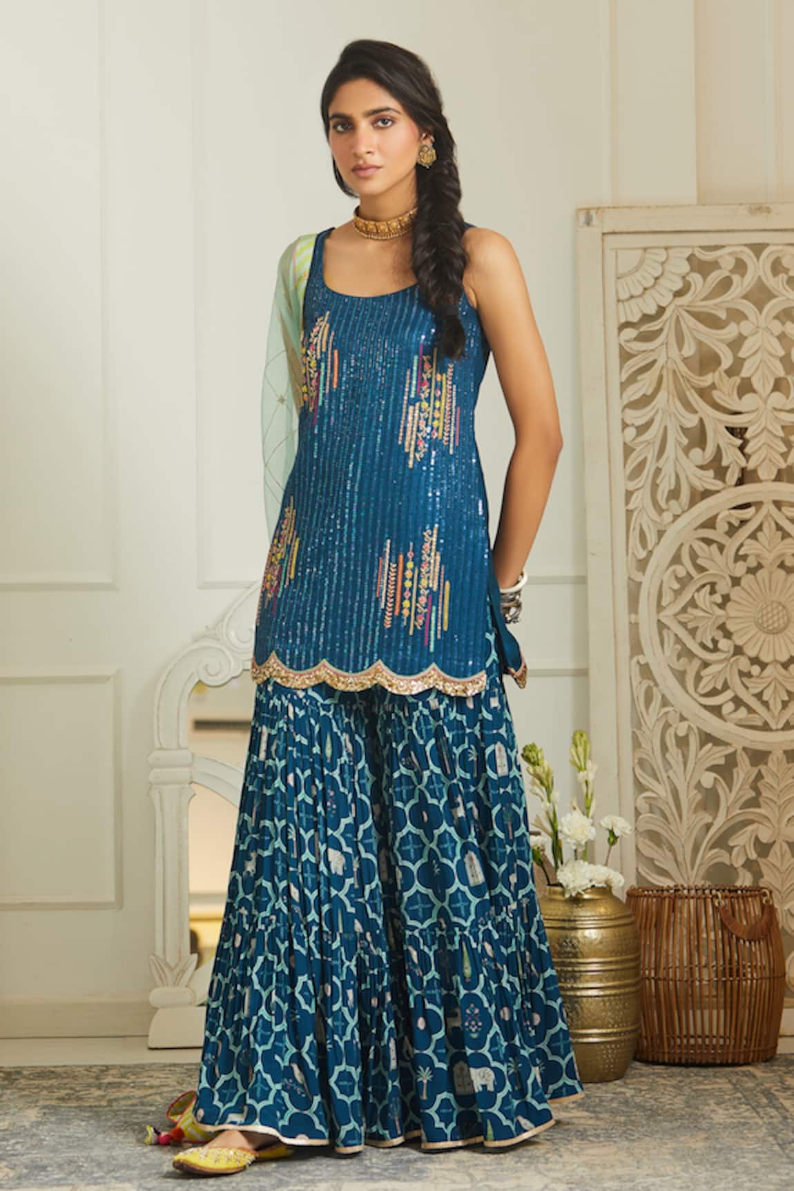 Rajiramniq Sequin Embroidered Kurta Set
