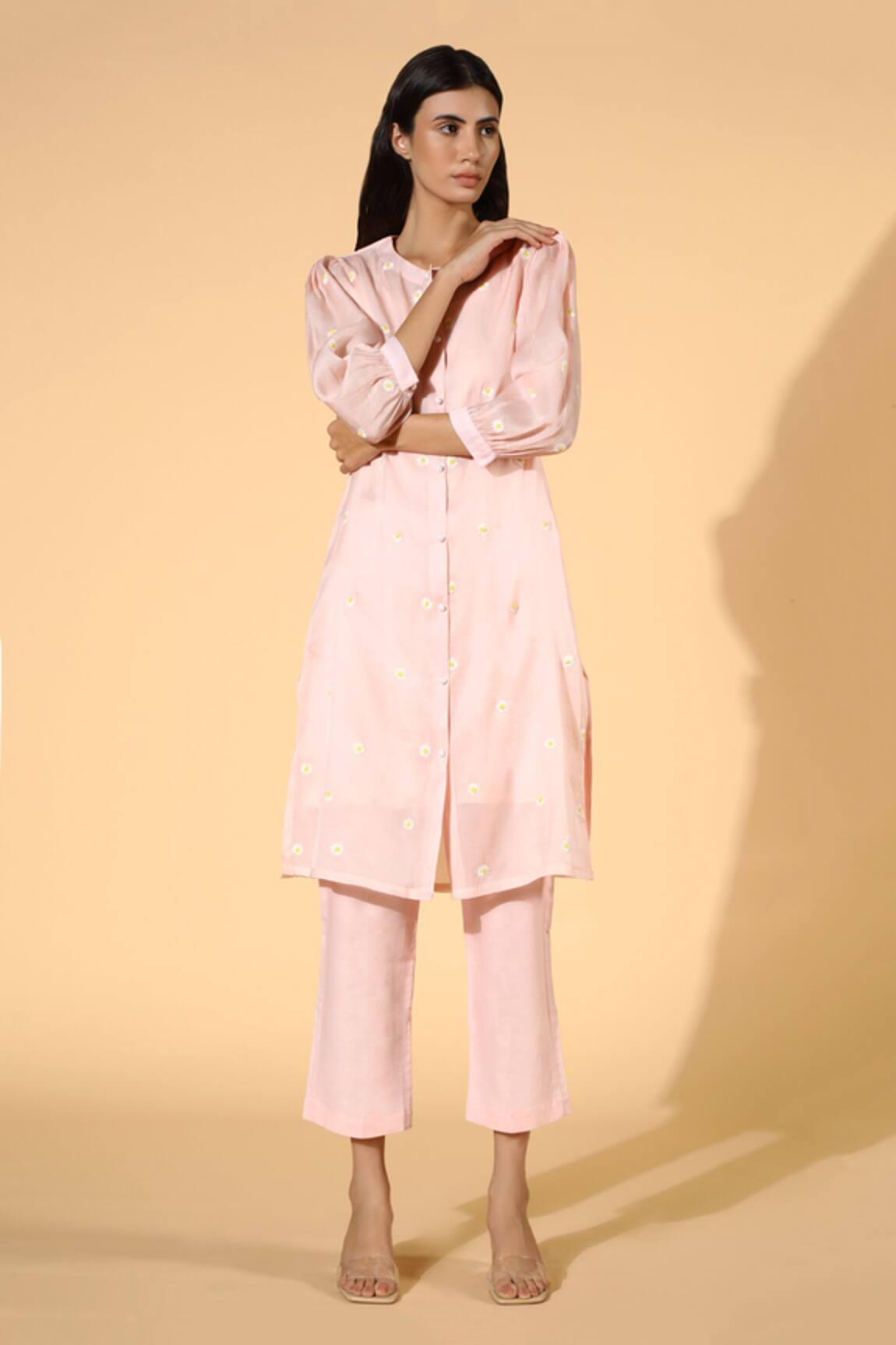 Meadow Silk Cotton Organza Tunic & Cotton Linen Pant Set