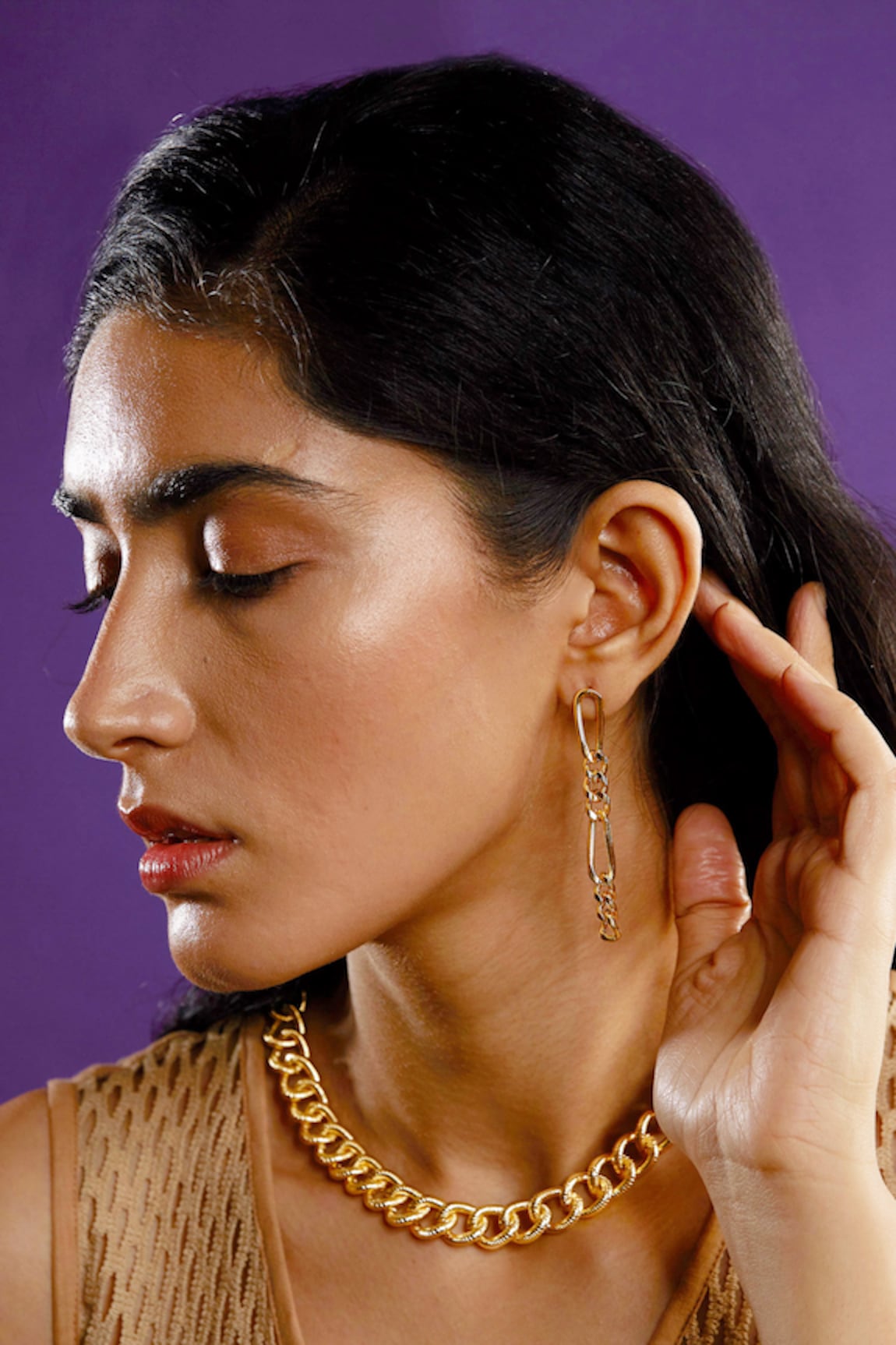 The Slow Studio Handcrafted Chain Link Long Earrings