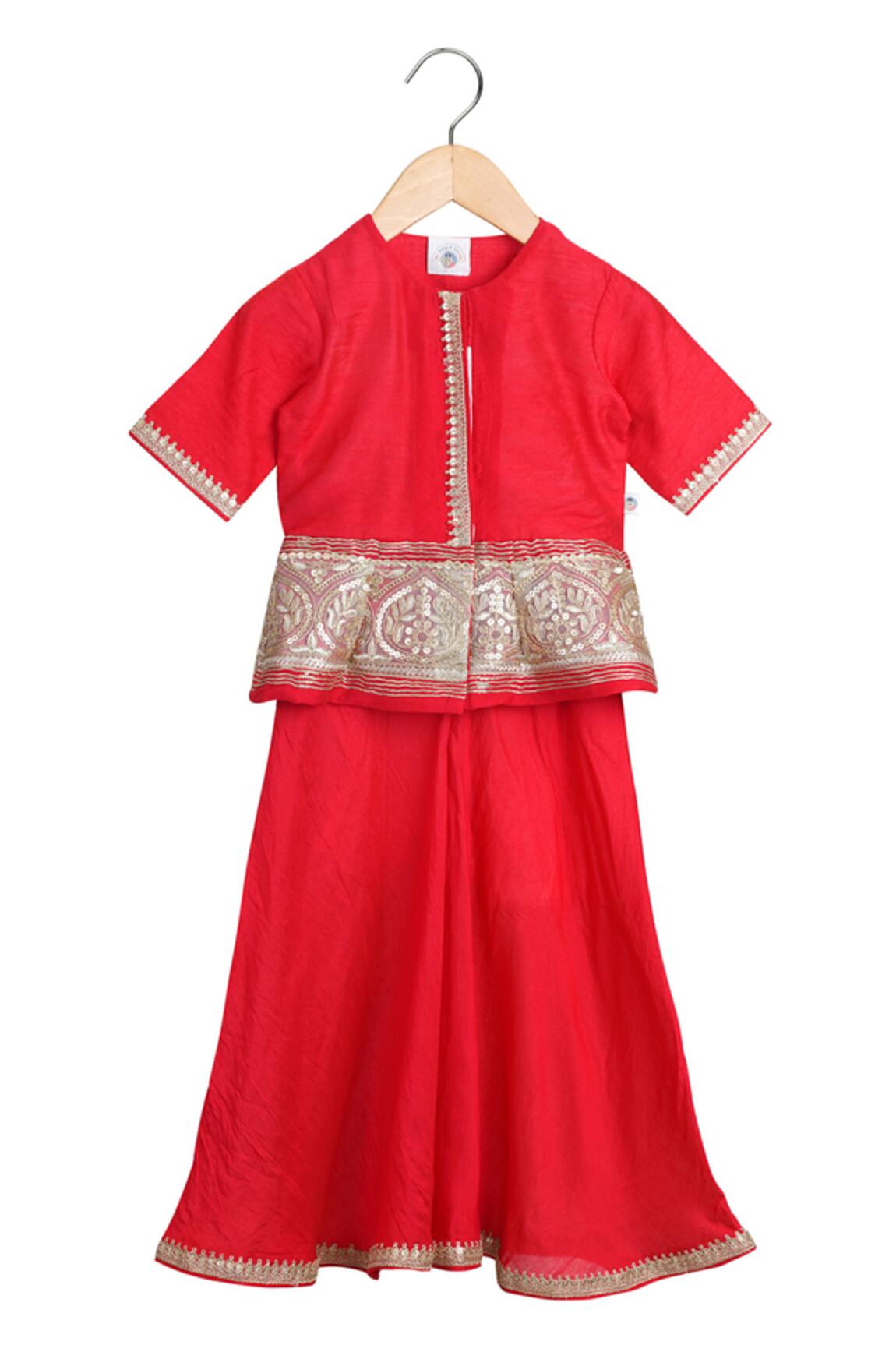 MI Dulce AN'YA Red Peplum Blouse & Palazzo Set