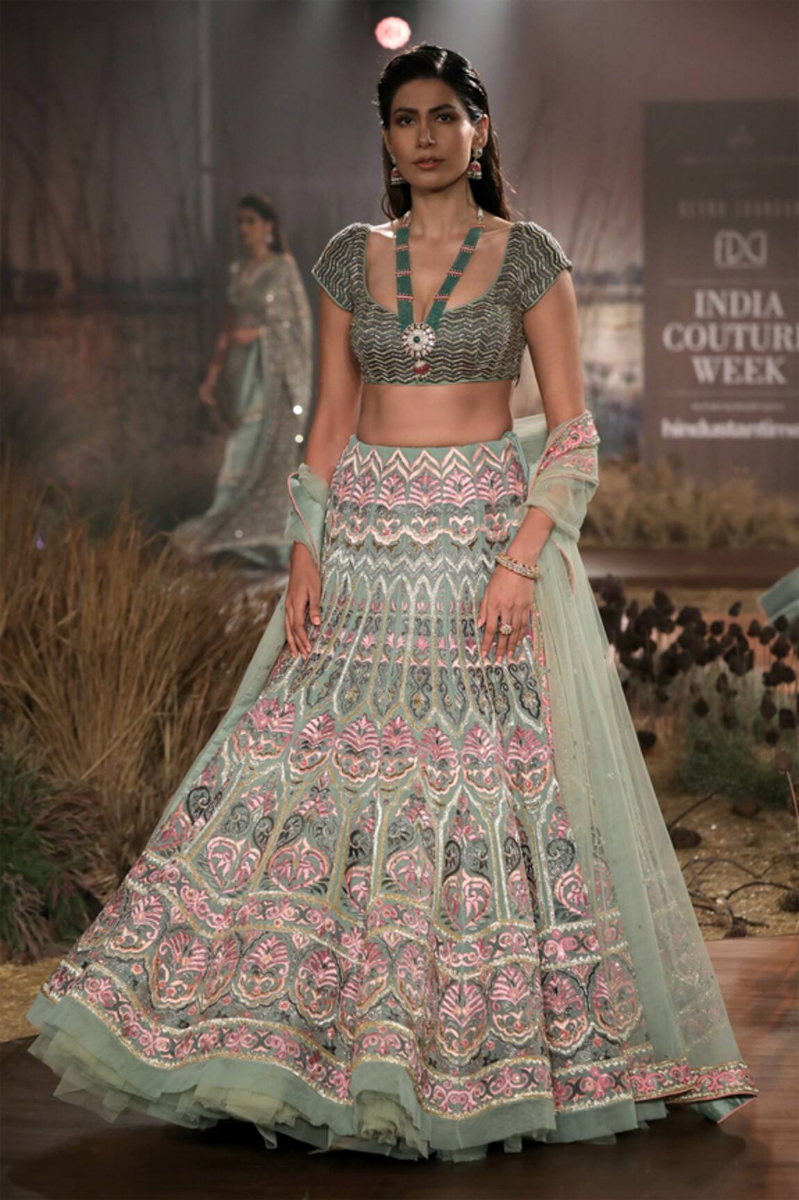 Reynu Taandon Chanderi Silk Embroidered Bridal Lehenga Set 