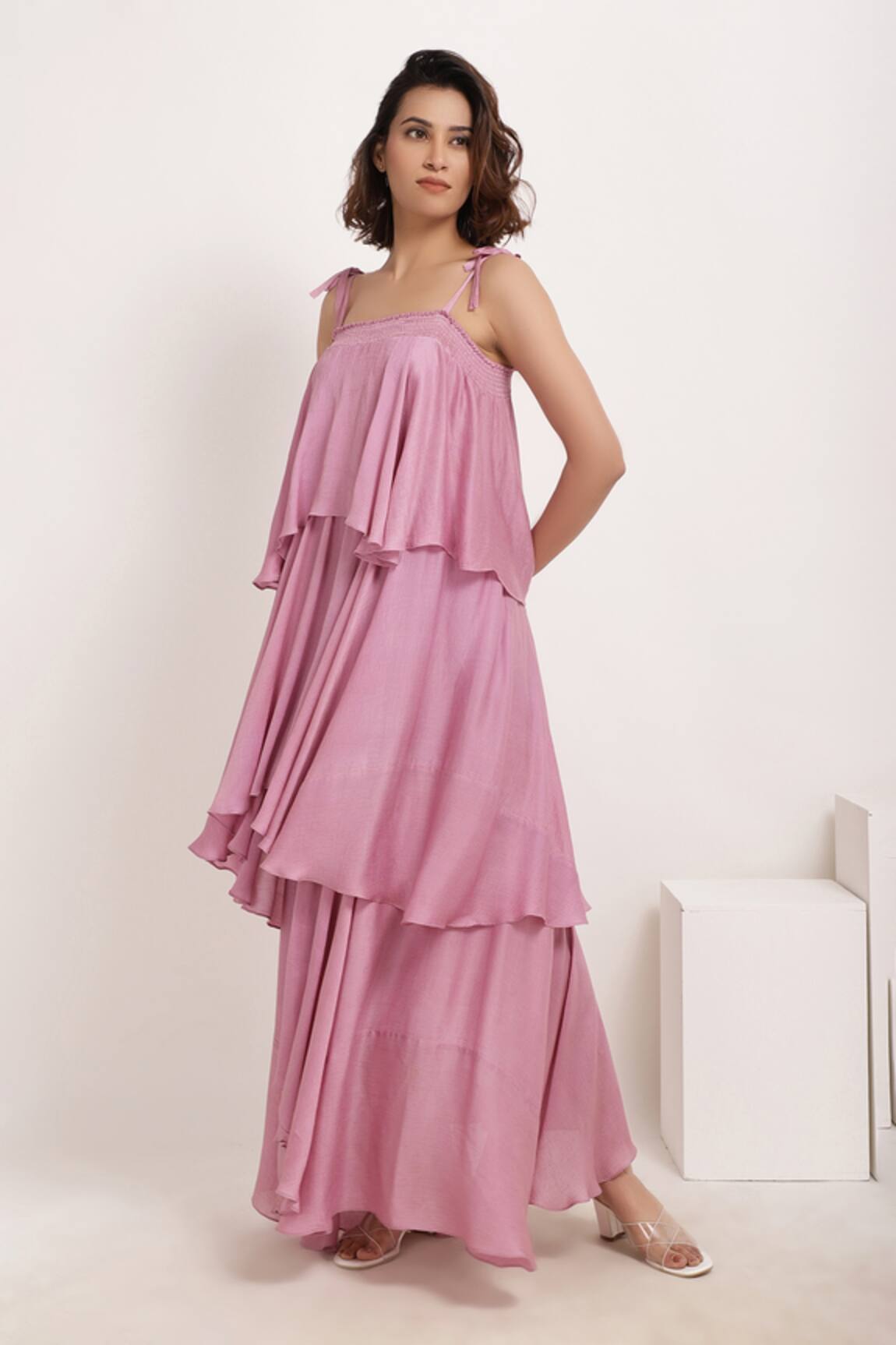 Ranng Label Asymmetric Tiered Ruffle Dress 