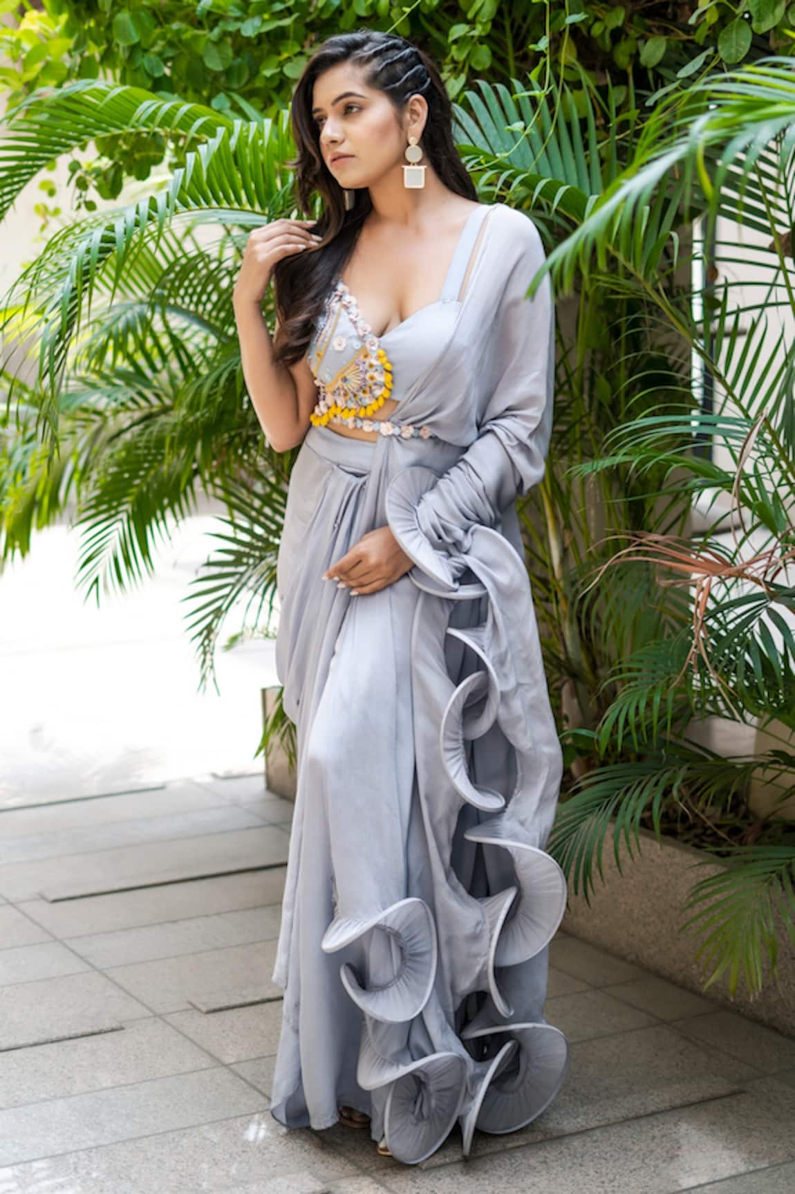 Merge Design Pre-Draped Saree With Blouse