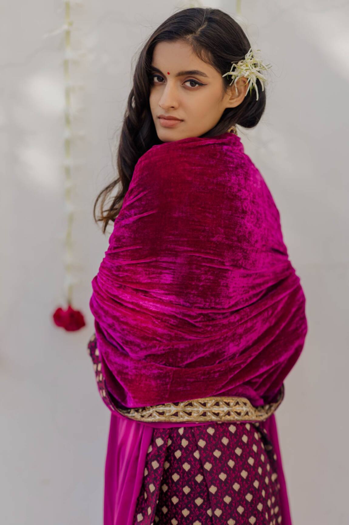 pink velvet dupatta