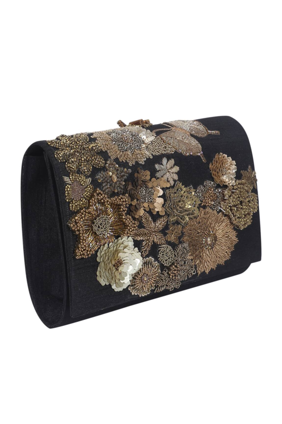 The Purple Sack  Floral Flap Clutch with Sling 